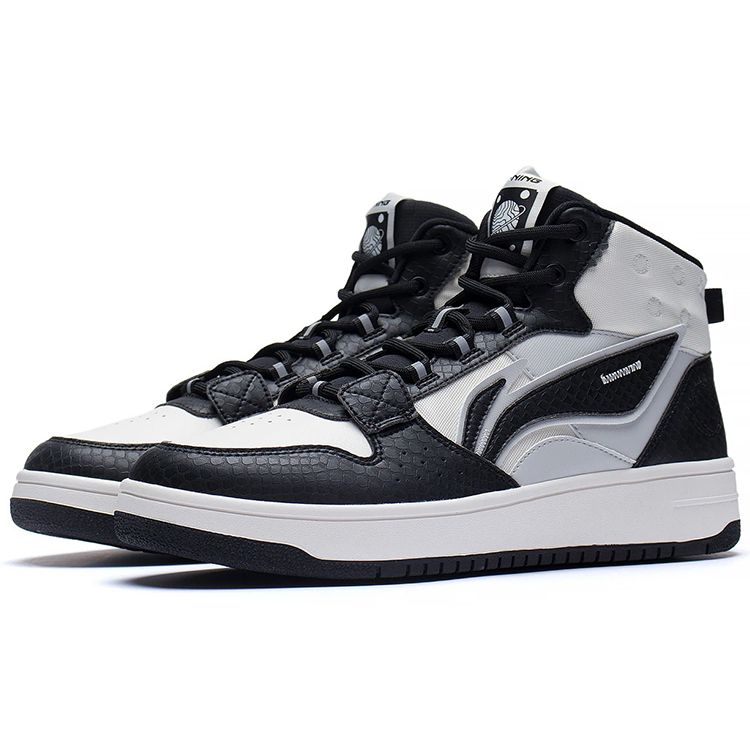 Li-Ning San Yuan High 3M - Мужские кроссовки чёрно-белые серые AGCS241-1