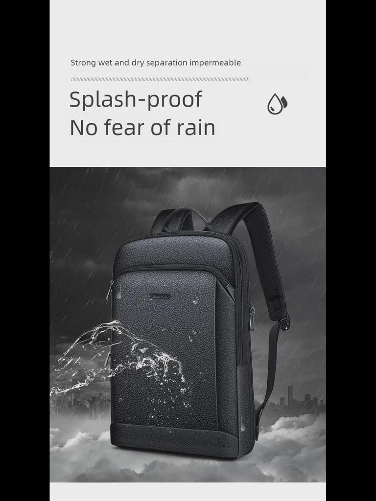 King Paul Men's Genuine Leather Large Capacity Business Travel Backpack