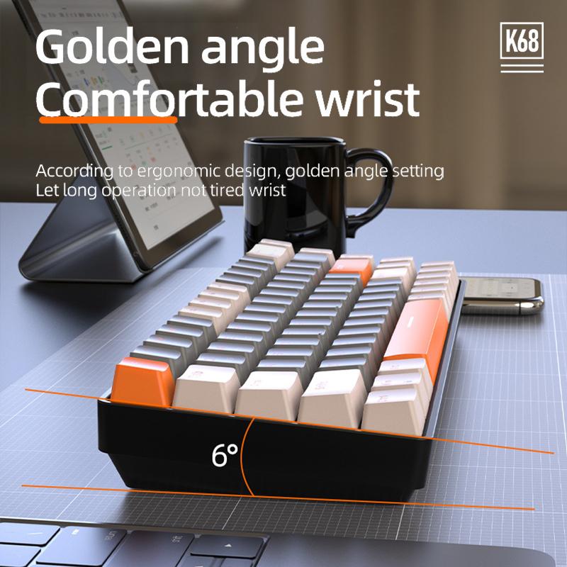 QGeeM 68 Keys RGB Gaming Dual Mode Mechanical Keyboard for Gamer Hot-swap 2.4G/BT5.0 Color Matching Wireless Gaming Keyboards