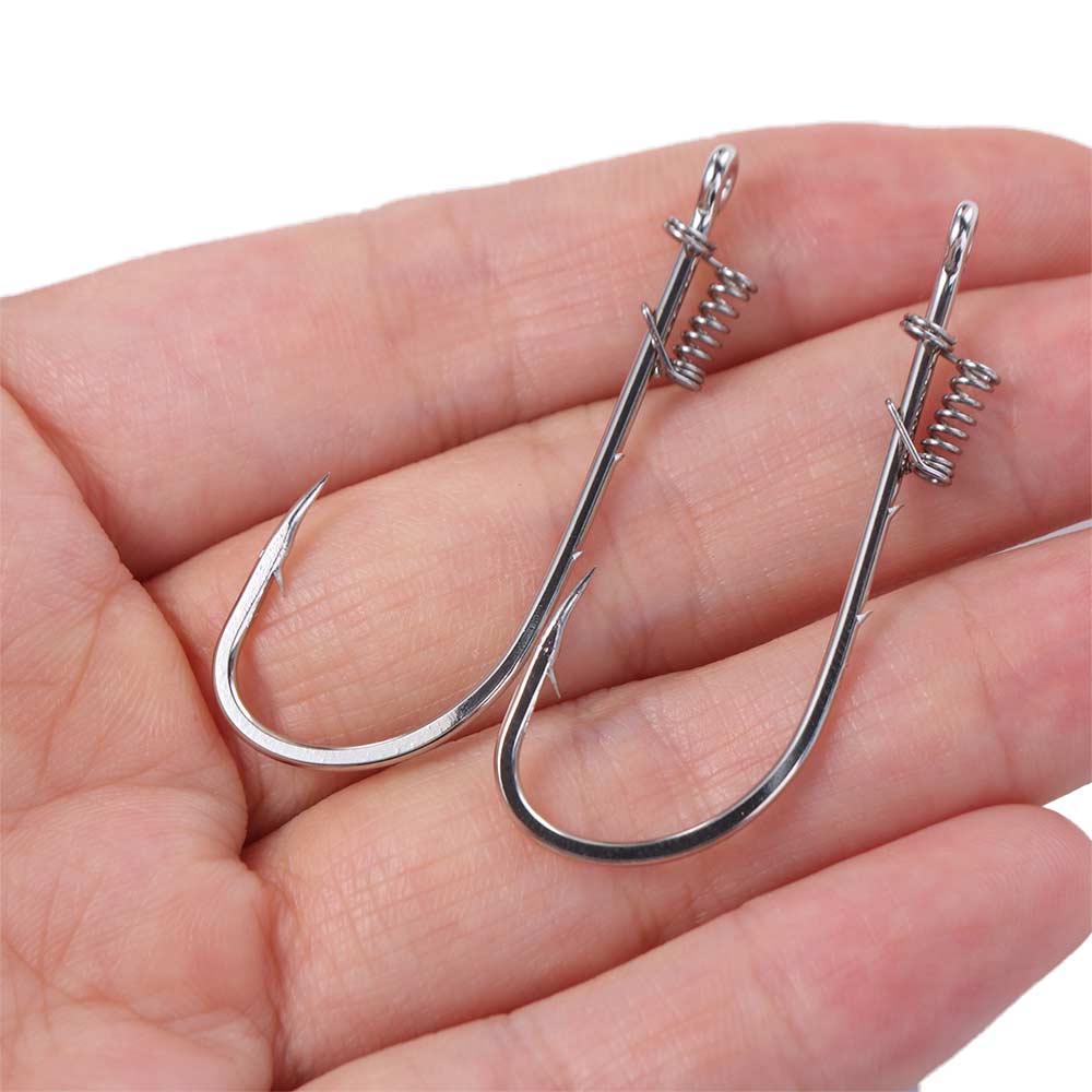 Hanging Spring Live Shrimp Fishing Hooks Carbon Steel Barbed Fishhook Catfish Bass