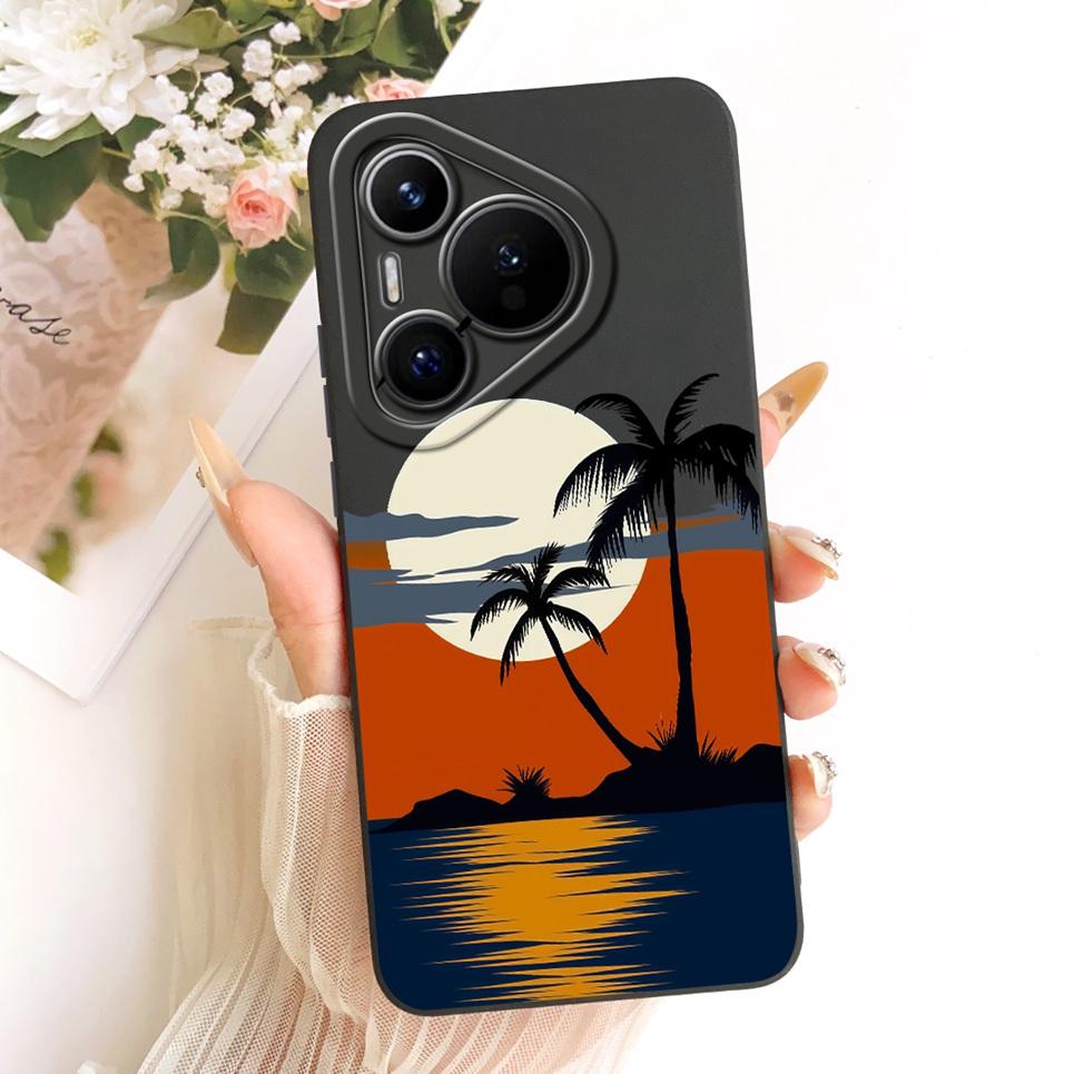 Чехол для телефона Huawei Pura 70 70Pro Pro+ 70 Ultra Корпус Жидкий силикон Мультяшный дракон Забавная кошка Рисунок с морским пейзажем Задняя крышка