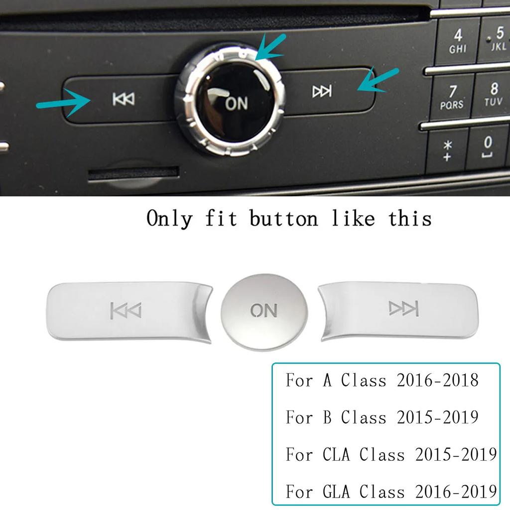 Car Multimedia Volume Radio ON Button Cover Trim Sticker Decal For Mercedes Benz A B C E GLA CIA ML GL SLK W176 W246 W204 W212