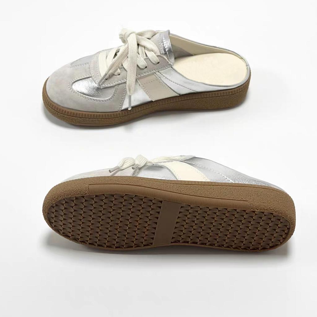 Женские тапочки весна лето мода женские полутапочки Баотоу одежда молодежные девушки новый стиль маффин шнуровка повседневные парусиновые шлепанцы