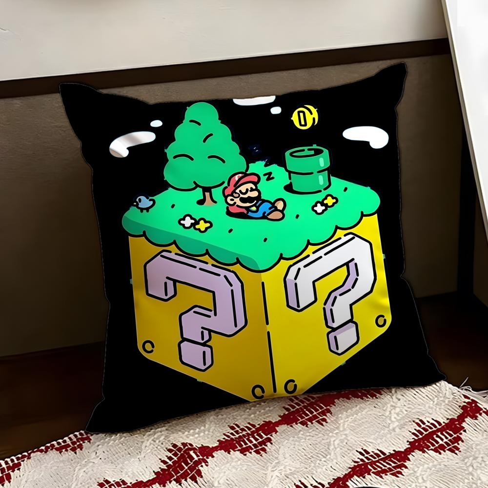 SSuper Cute Style MMarioS Cushion Cover Reversible Soft Durable Pillow Cover Home Car MultiScene Use for Daily Comfort