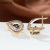 Rainbow Crystal Water Drop Stone Earrings Vintage Rose Gold Bridal Earrings Rose Red Green Zircon Hoop Earrings For Women