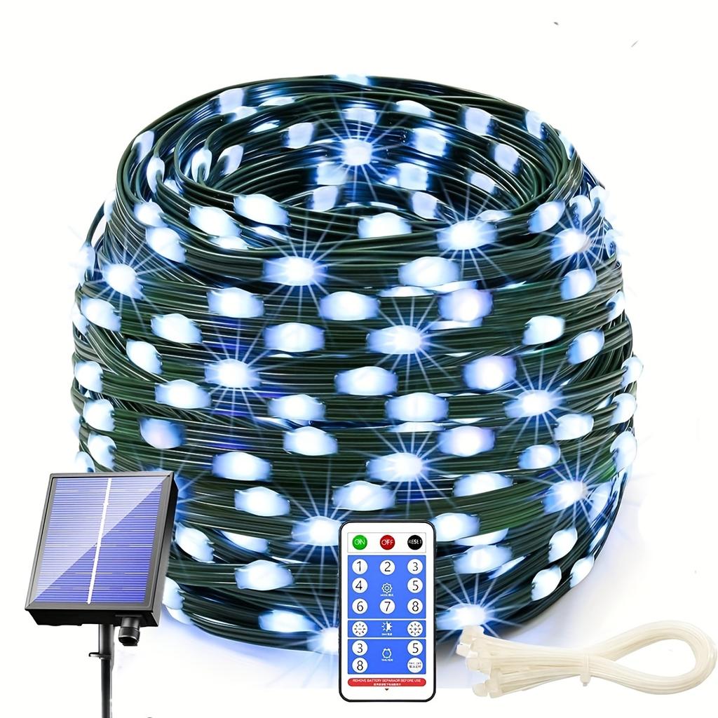 10-метровые солнечные рождественские огни, уличные рождественские огни, зеленый шнур, водонепроницаемые сказочные огни для рождественского украшения дома и двора