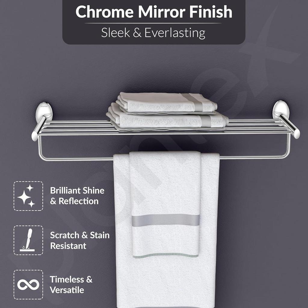 Stainless Steel Towel Holder In Bathroom/Cloth Hanger for Bathroom/Towel Rack/Bathroom Accessories - Oreva (Chrome)