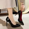 Summer New Pointed Thin Heel Temperament High Heel Light Mouth Patent Leather Single Shoes Nude Versatile High Heels