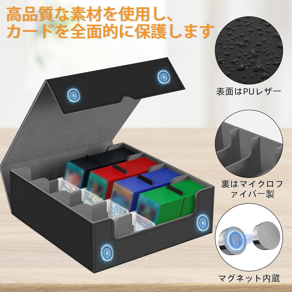 Футляр для колоды вмещает более 4 коллекционных карточек PU 12 карт с разделителями 3000 карт, ряды, встроенный магнит, чехол, кожа, (Черный + Серый)