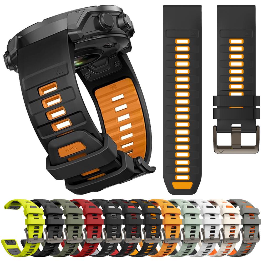 Силиконовый ремешок QuickFit для часов Garmin Fenix с металлической пряжкой - Различные цвета