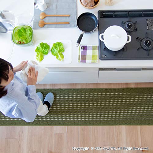 Oka (OKA) Yutosei Easy-to-Wash Kitchen Mat, Approx. 60cm x 240cm, Brown (Washable, Lightweight, Non-Slip, Cushioned)