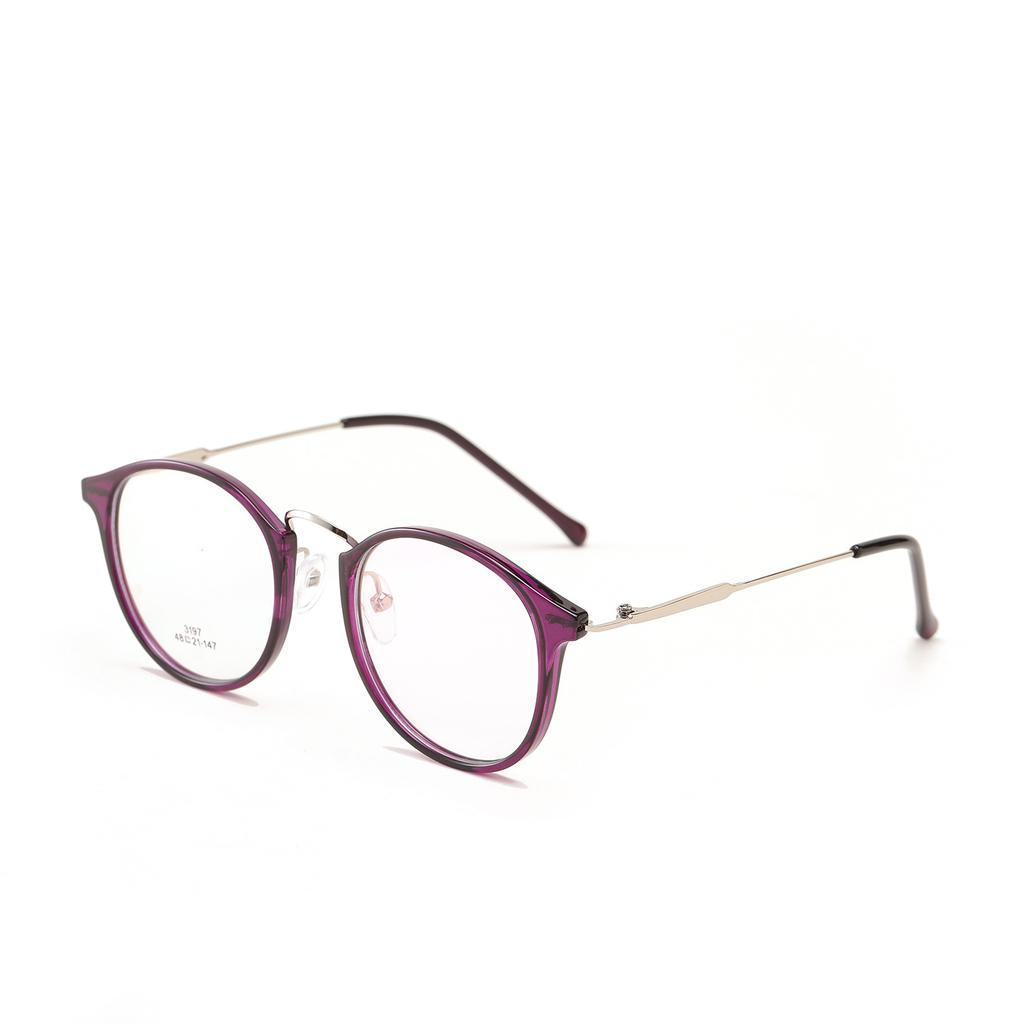 Очки Tr3197 Полуметаллические печатные японские круглые плоские очки в маленькой оправе