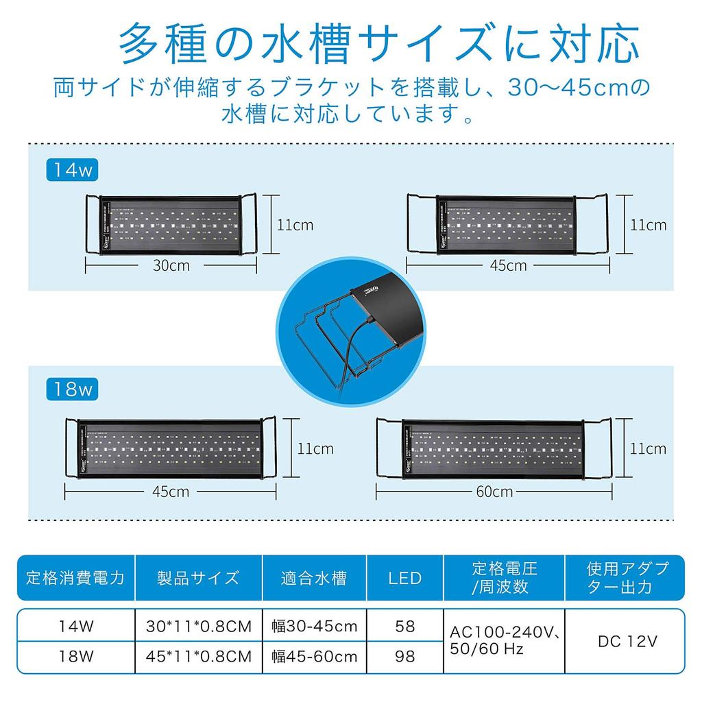 Hygger Aquarium Light 14W Clear LED Tropical Fish Light for Aquariums 7 Colors LED Adjustable Newly Developed Daylight and Moonlight Modes IP68