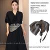 Elegant Black Striped Silk Tie Waist Triangle Scarf Belt - 2025 Collection