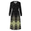 Dress For Women Long Boho Beach Dress Elegant Maxi Dress V-Neck Long Sleeve Dress With Pockets
