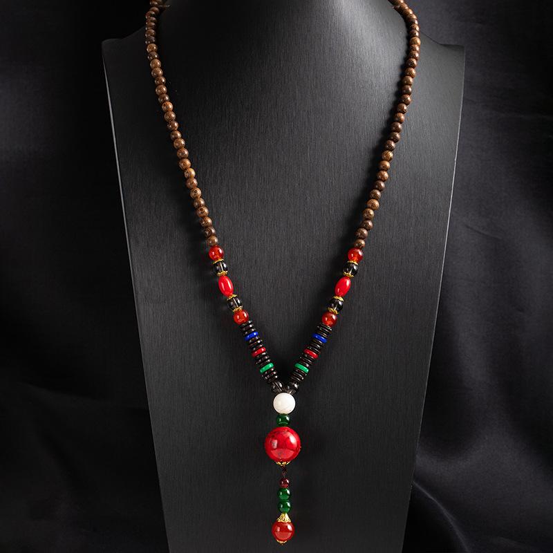 Тибетская этническая цепочка для свитера Дзен-буддийское ожерелье из бодхи: Унисекс Ретро Пейзажный Аксессуар