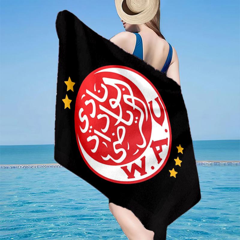 Wydad AC Football Club Emblem Microfiber Beach Towel, Lightweight And Quick-Dry, for Summer Travel, Beach Essential, Swimming Pool