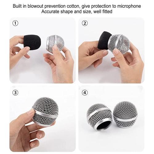 Replacement Microphone Grille for SM58, Microphone Ball Head Mesh Grille with Built-in Anti-Blowout Cotton, Replacement Microphone Grille