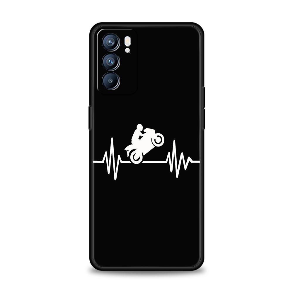 Чехол для телефона для Oppo Reno13 Reno12 Reno11 F Reno10 Pro A54 A53 A95 A76 A74 A57 A98 A80 A79 5G A78 4G Мотоцикл Сердцебиение