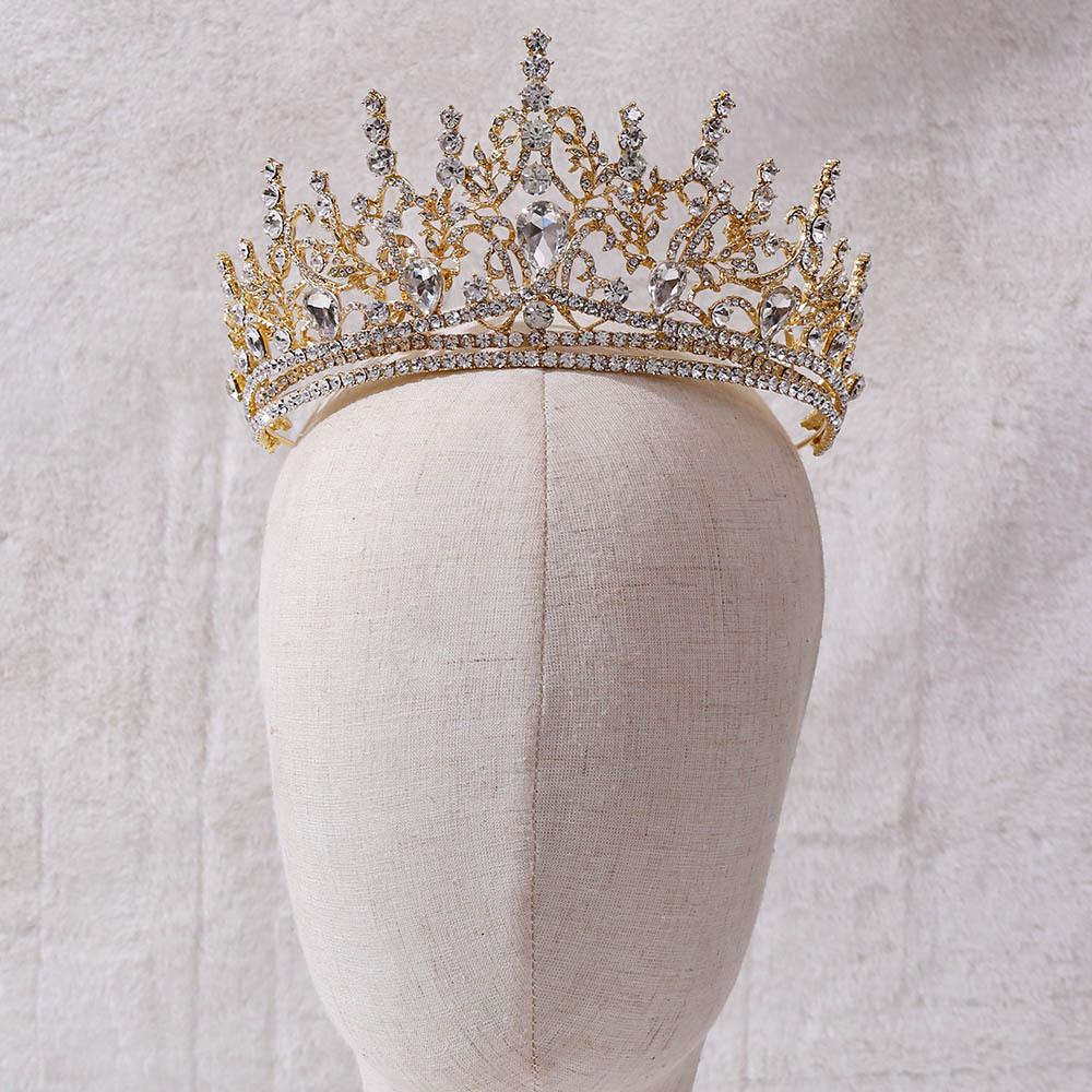 New Baroque Fashion Large Crown Tiara Bride Birthday Crown European Style Rhinestone Wedding Accessories