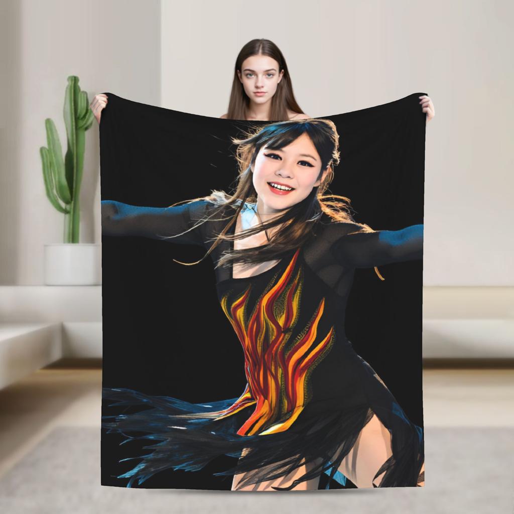 Alysa Liu Warm Blanket For Living Room Trend Throw Blanket Winter Travel Office Flannel Bedspread