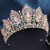 Royal Queen Opal Green Crown Big Diadem Bride Crowns for Women Tiaras Wedding Party Bridal Crown Hair Dress Jewelry Accessori