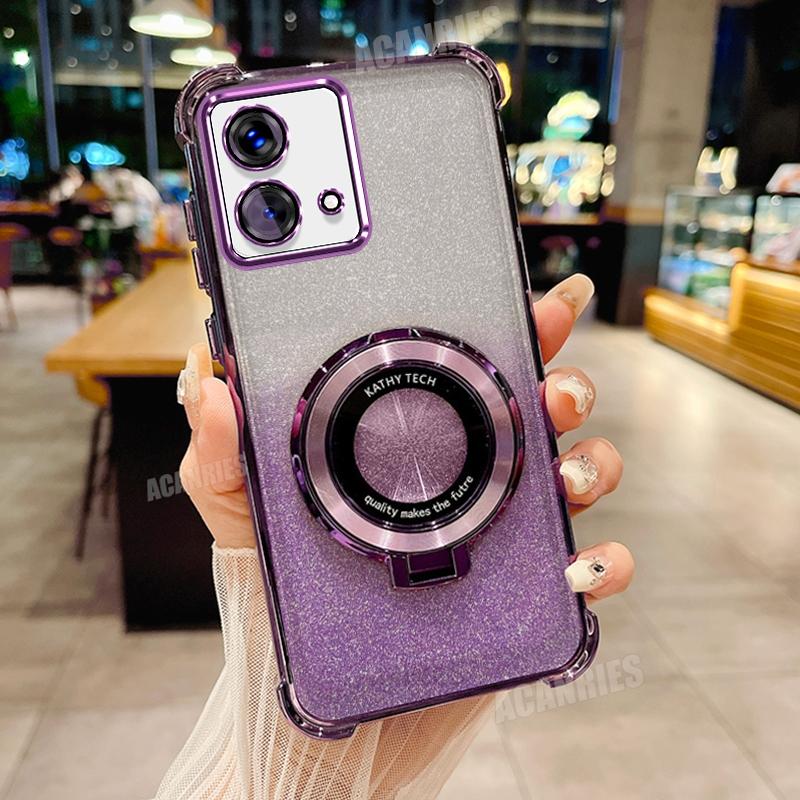 Motog84 Роскошный чехол-держатель с градацией покрытия для Motorola Moto G84 G54 5g G52 G82 G30 G20 G10 Противоударный силиконовый чехол-подставка