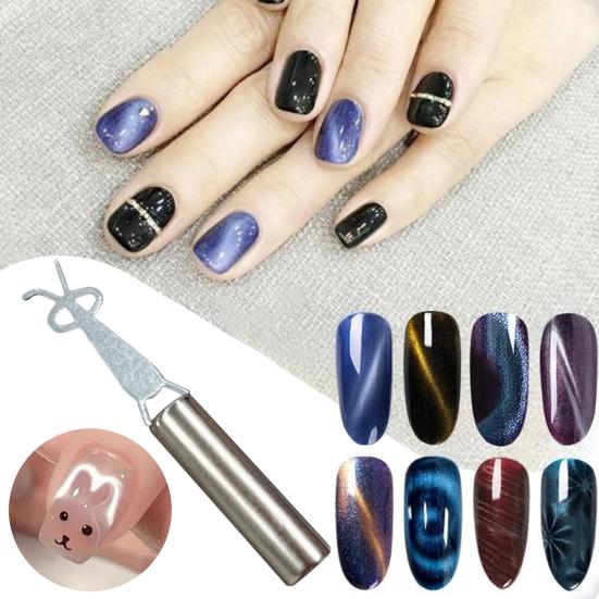 1 Set Cat Eyes Nail Magnet Gel Nail Polish Magnet Stick Rabbit Ear Y-Shaped Guide Home Salon Women Cat Eyes Magnetic Nail Art Manicure Tools