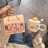 Высококачественная керамическая кружка с крышкой и ложкой, милая керамическая чашка для воды, домашняя чашка для девочек, офисная кофейная чашка