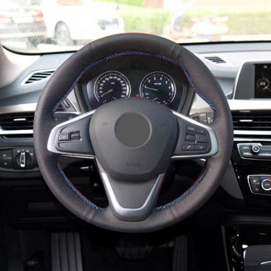 Red-Blue Line Steering Wheel Leather Cover For BMW 2 Series F45 F46 2014-