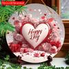 2D Flat 20cm Happy Valentine's Day Heart Shaped Garland Wooden Wall Hanging Decor - Car Balloon Universal Holiday Wooden Pendant, Home Decoration