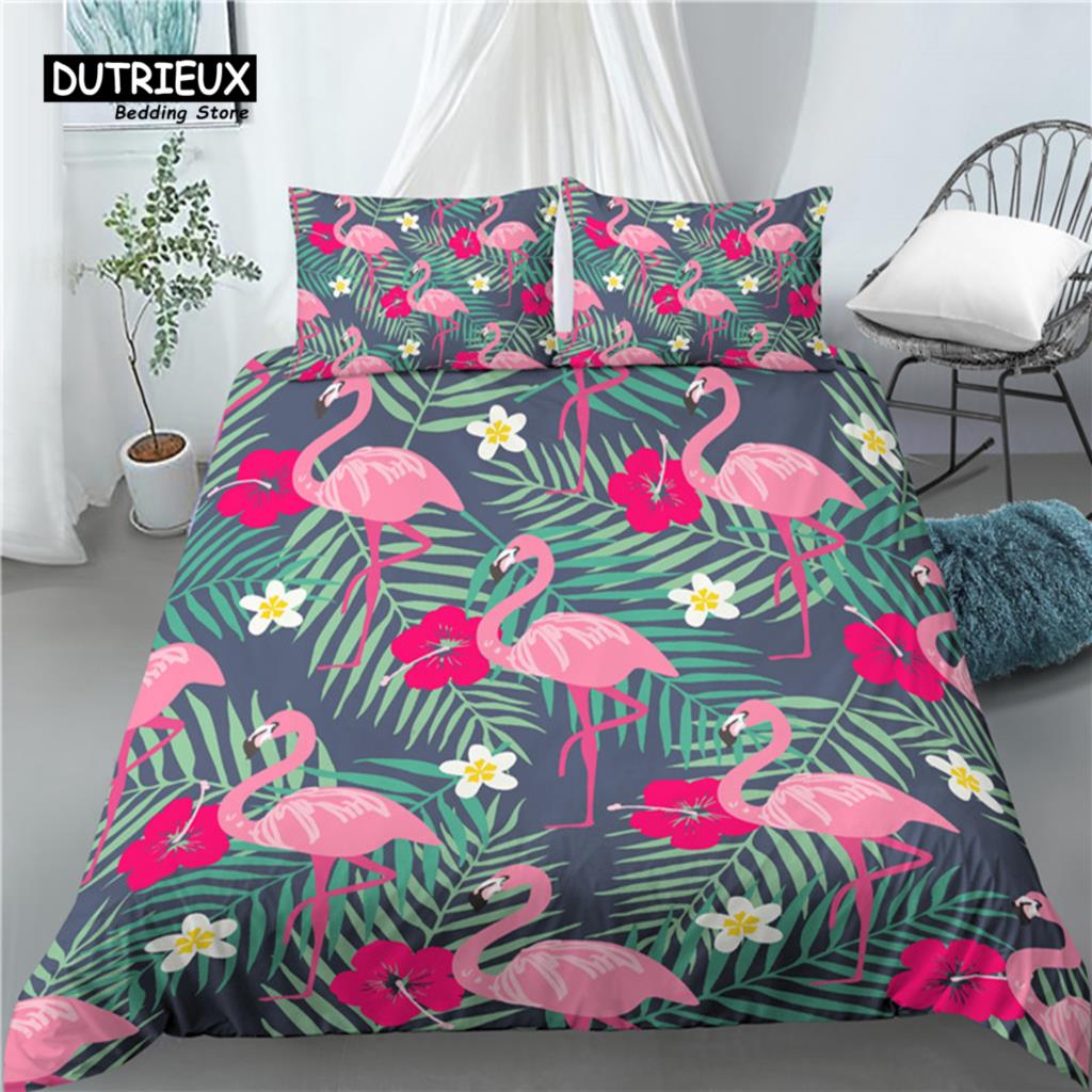 Роскошные комплекты постельного белья с принтом 3D фламинго, удобные пододеяльники и наволочки в размерах ЕС/США/Австралия