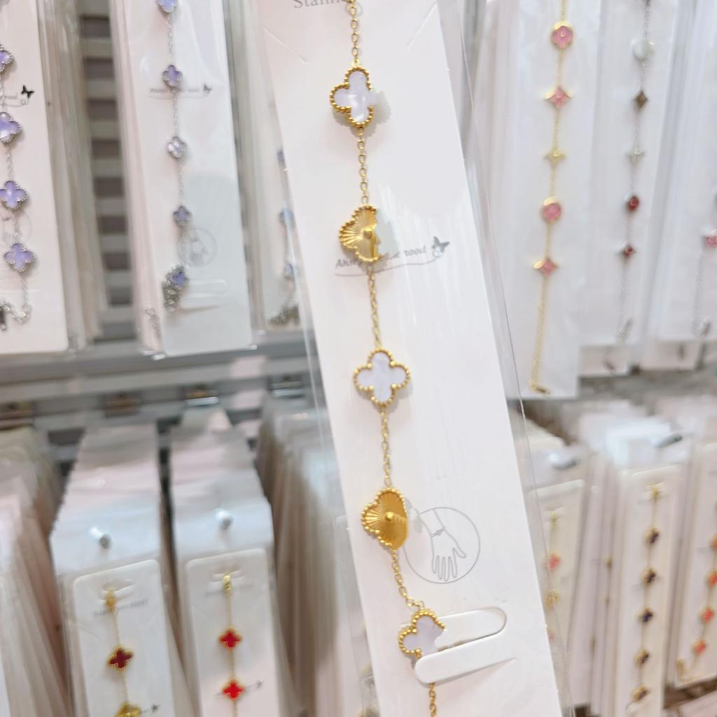 Двусторонний браслет «Пятицветник», «Четырехлистный клевер», титановая сталь, не выцветает, легкая роскошь, ювелирное изделие высокого класса