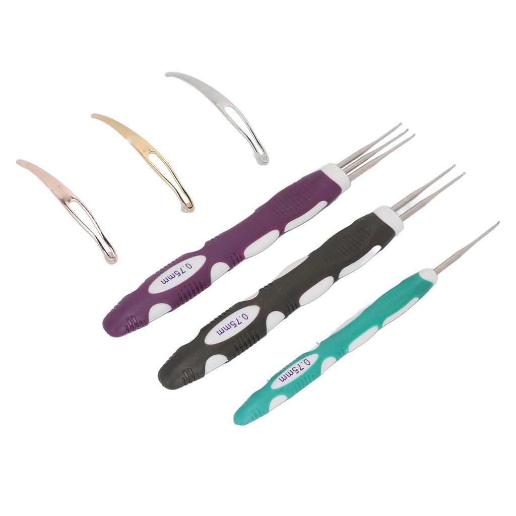 6pcs 0.75mm Dreadlocks Crochet Hook Tool for Hair Weaving 1 2 3 Hooks Dreadlock Interlocking Tool