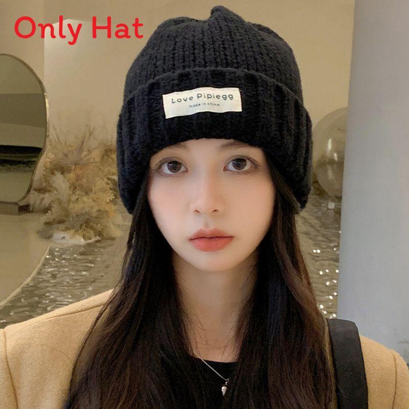 College Style Knitted Hat For Women With Warm Fleece For Winter Outdoor Activities
