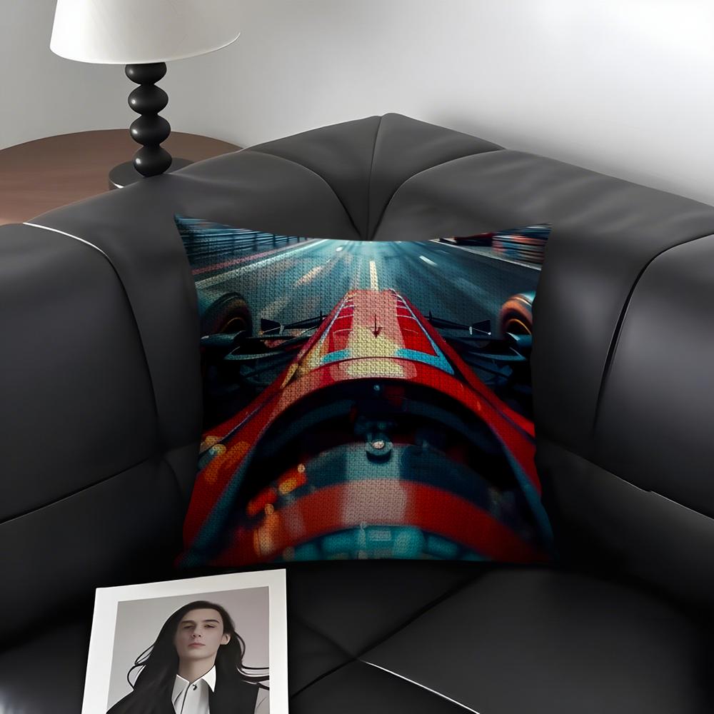 Racing Cool Cushion Cover Natural Linen Organic Fabric DoubleSided Printing Sofa Home Decor Gift Pillow Case