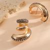 Oversized Geometric C-Shaped Layered Crystal Earrings Women Beach Vacation Fashion Statement Jewelry