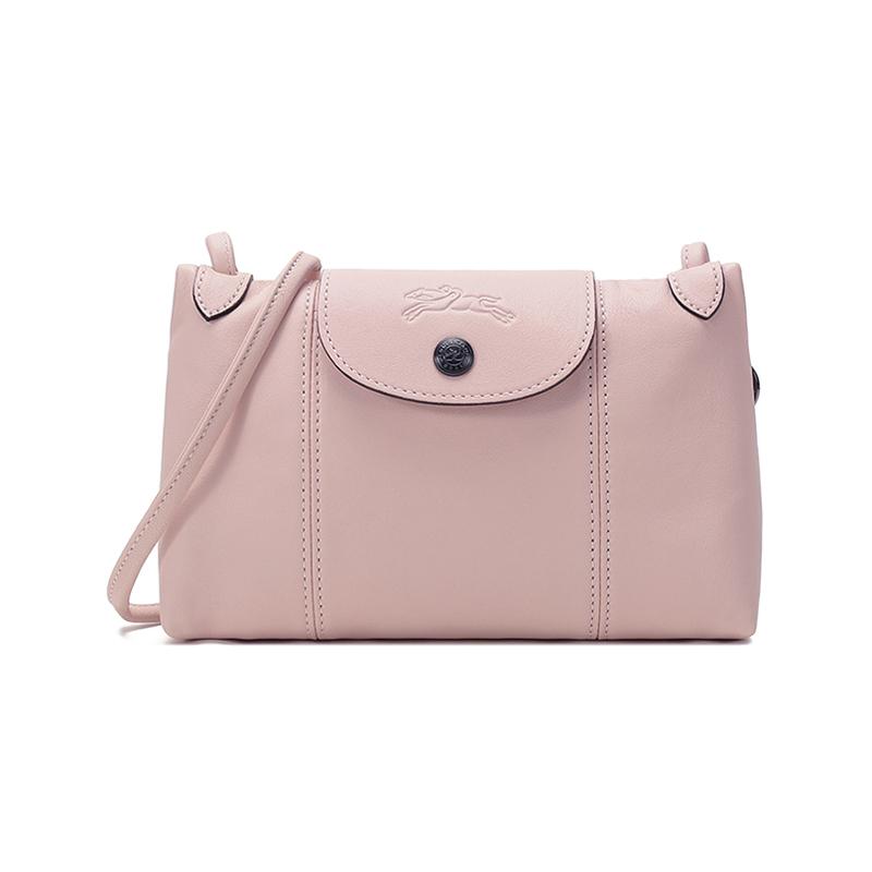 Longchamp Le Pliage Cuir 22 Solid Color Flap Lambskin Shoulder Crossbody Bag Women bags Light-Pink 1061757P53