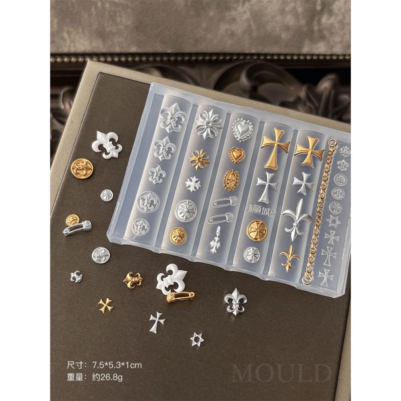 Cross Hollow Relief Nail Art Letter Silicone Mold High Transparency Tool
