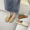 Korean Fashion Bag Head Half Slippers Women's Outer Wear Flat Bottom 2024 Spring and Summer Soft Leather Comfortable Round Head One Pedal Muller Shoes