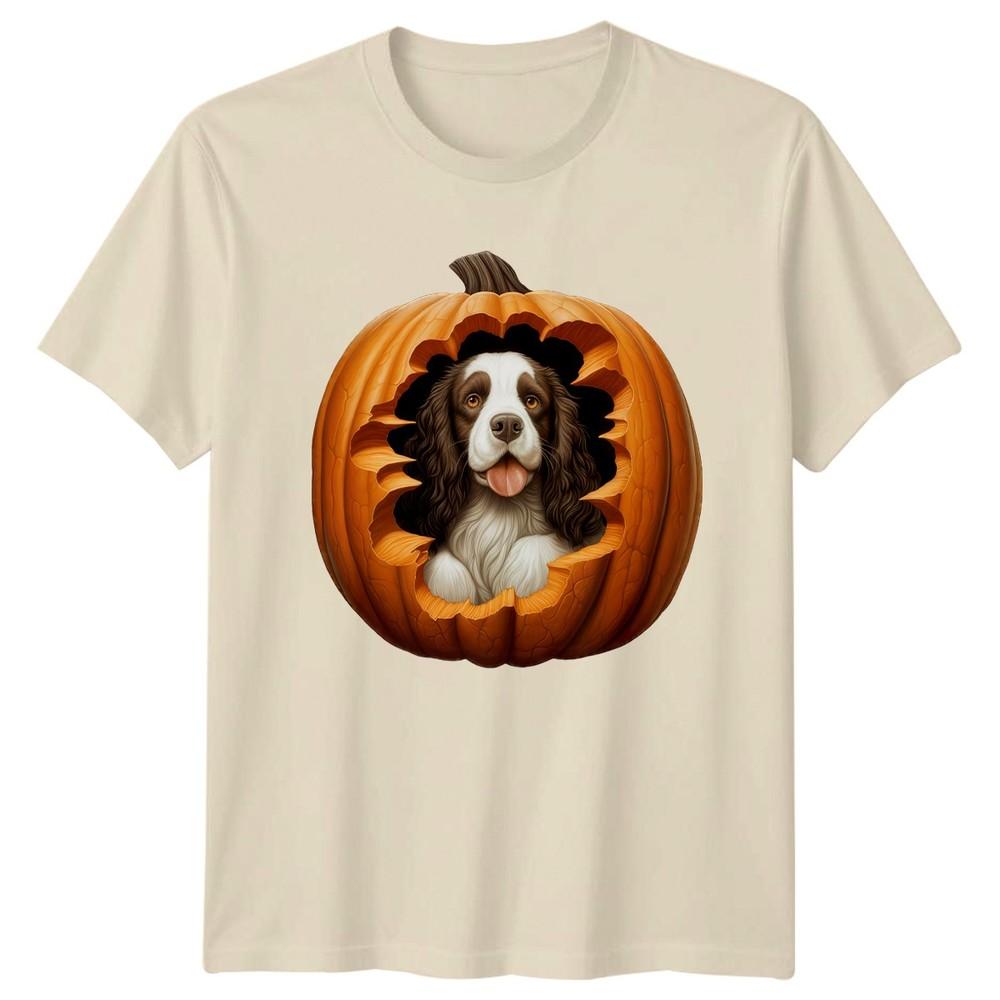 Halloween Pumpkin Dog TShirt Springer Spaniel Dogs Gift For Him And Her