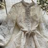 2021 Autumn French Retro Fairy Long Sleeve Slim Lace Dress