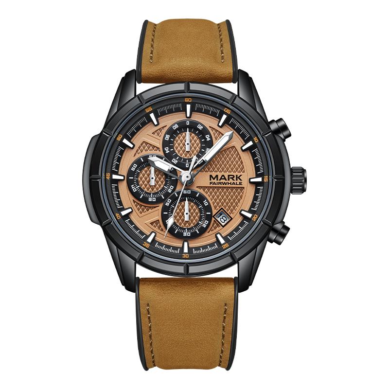 MARK FAIRWHALE Watches Mens Luxury Watch Alloy Watchcase Calendar Display Fashion Quartz Wristwatch
