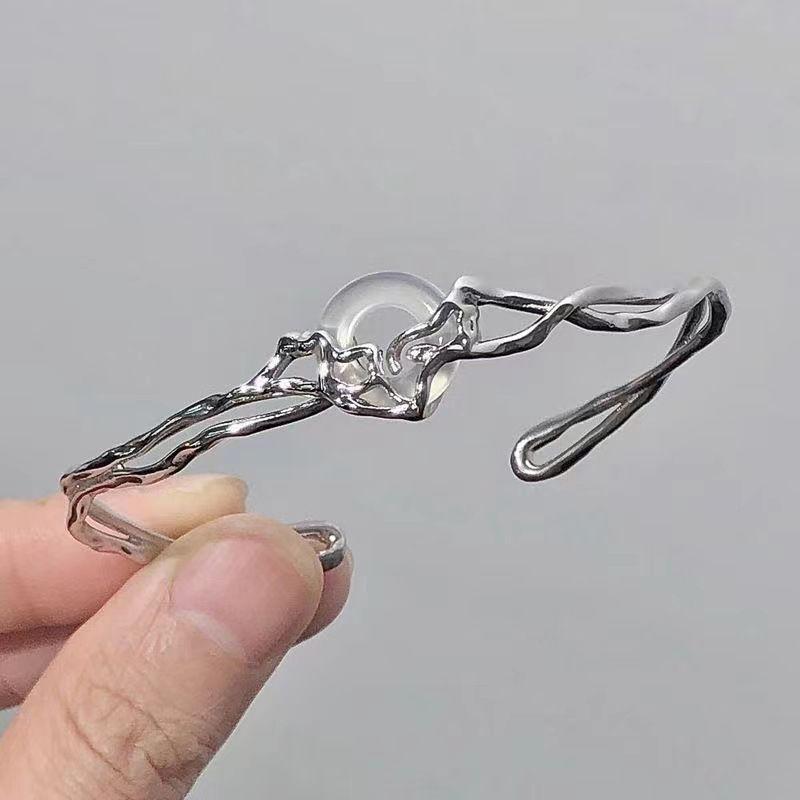 Китайский стиль Винтаж ажурный круглый нефритовый светлый роскошный маленький темпераментный браслет для женщин открытый регулируемый элегантный браслет