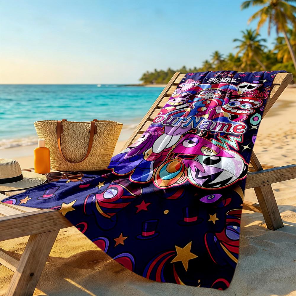 Digital Circus Customize Text Beach Towel Soft Durable Quick-Dry Portable for SwimmingBeachCamping Travel Beach AccessoriesGym