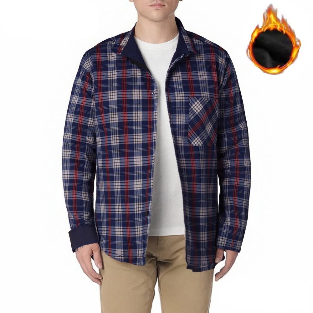 Американский размер Мужская рубашка с длинным рукавом Осень Зима Теплая Плюс Флис Утолщенная Клетка Большой размер Мода Не требующая глажки