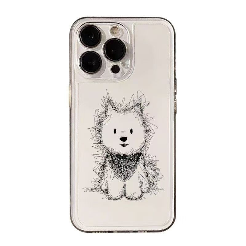 Милый рисунок пары кот и щенок Чехол для телефона Для iPhone Air 17 16 15 14 Plus 13 12 Mini 11 Pro Max 16E X XS XR Мягкий чехол из ТПУ