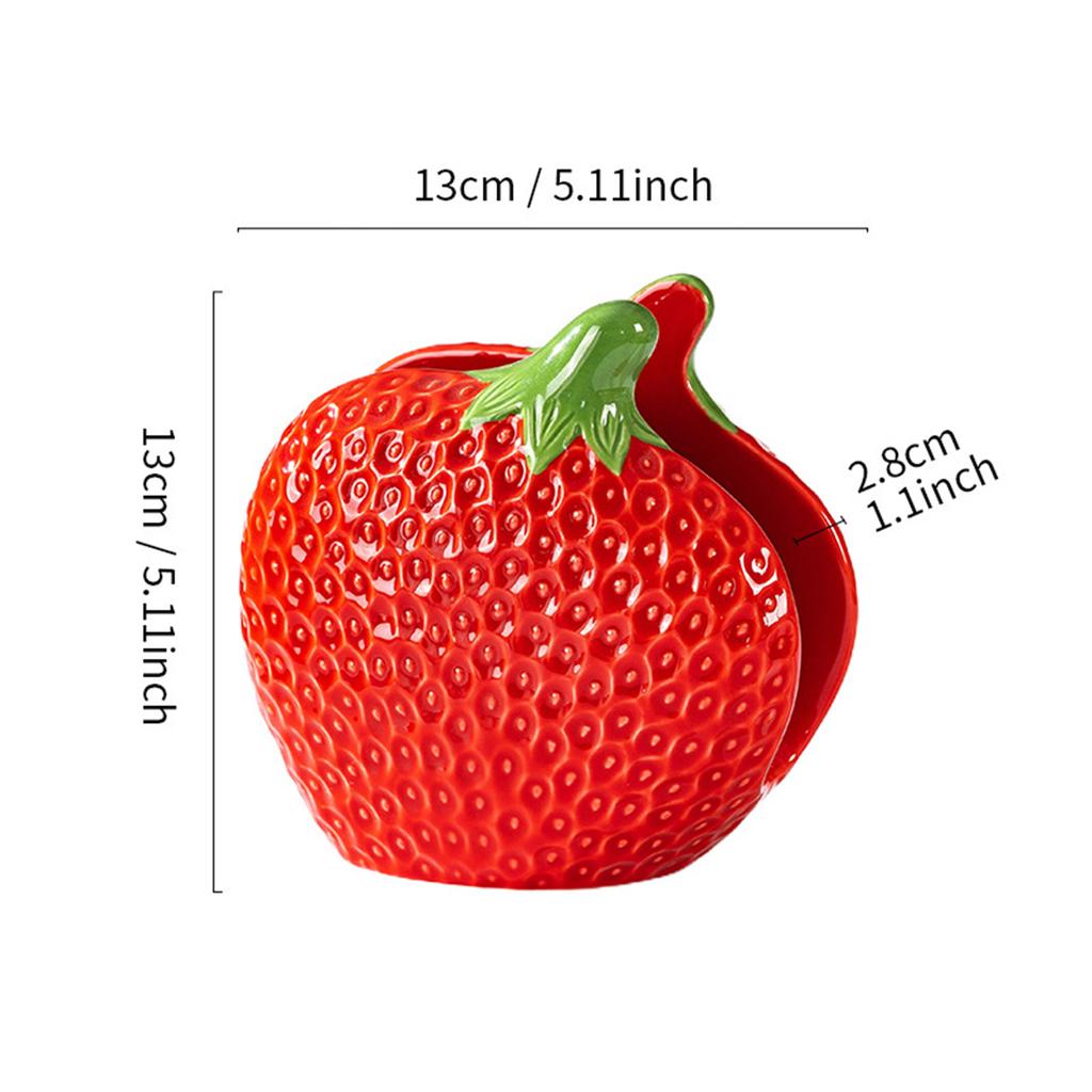 Strawberry Shaped Ceramic Napkin Holder Fruit Paper Towel Holder Decorative Napkin Holder for Home Cafe Party Decor