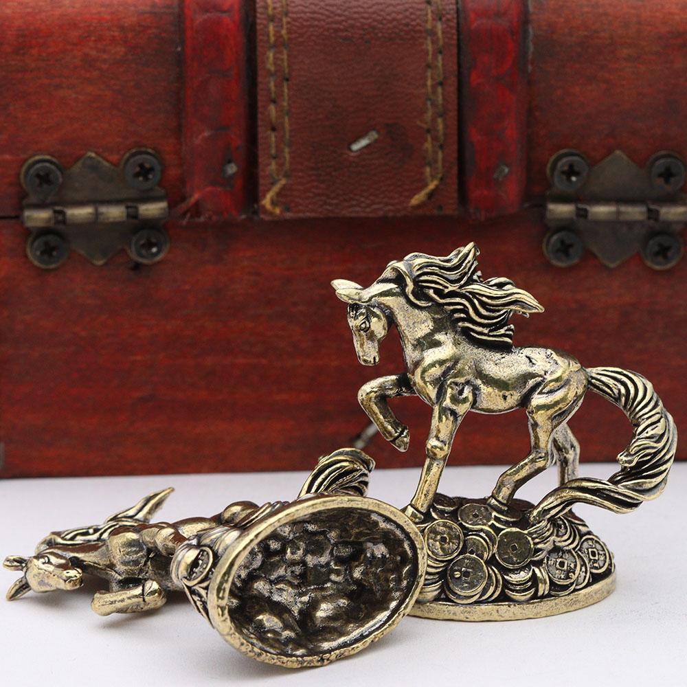 Винтажная латунная фигурка лошади, деньги, шагающая боевая лошадь, украшение, 2026 год по зодиакальному календарю, лошадь, украшение для дома, офиса, рабочего стола
