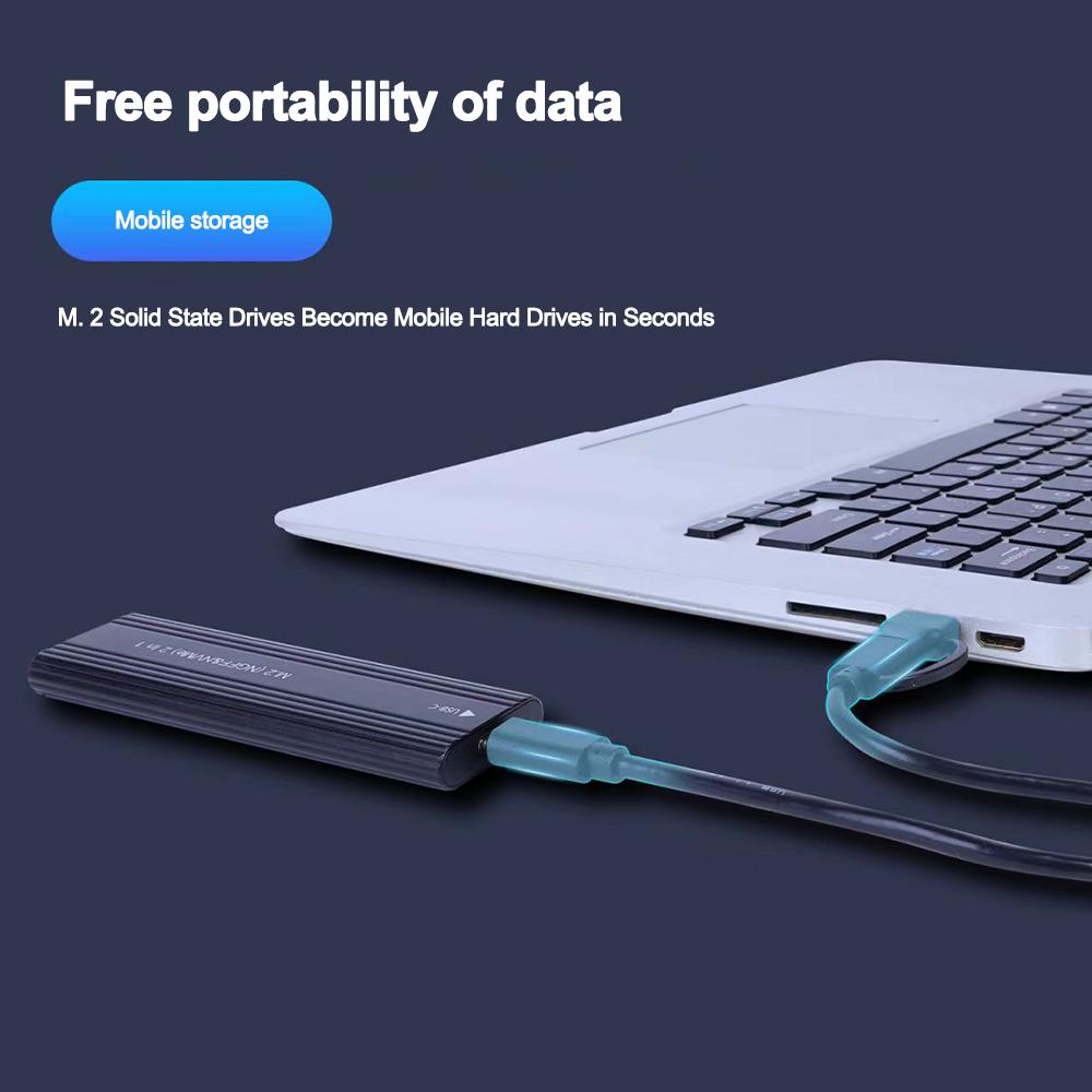 NVME M.2 Solid State Drive External Enclosure 2230/2242/2260/2280 M.2 To USB C 10Gbps SSD Aluminum Case Type A+C for M/M+B Key